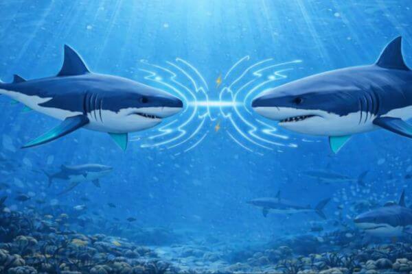 Sharks clash with electric energy waves